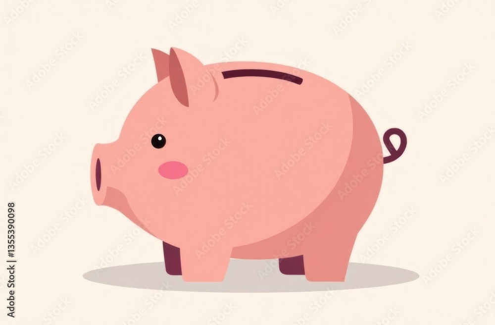 Cute piggy bank illustration in soft pastel colors for savings Cute piggy bank illustration in soft pastel colors for savings