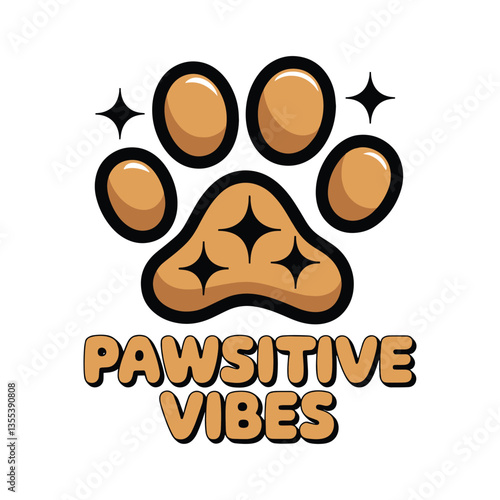 Pawsitive Vibes T Shirt Design Pet Paw