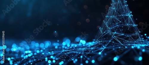 Abstract Blue Digital Christmas Tree
