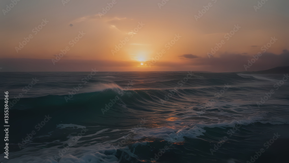 Magical Sunset Over the Ocean with Rippling Waves
Magical Sunset Over the Ocean with Rippling Waves