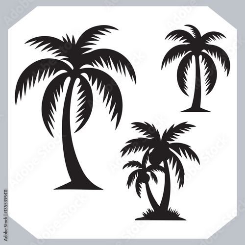Obraz na płótnie Professional Palm Trees Silhouette and Coconut Tree Vector Logos Black Simple Designs w salonie