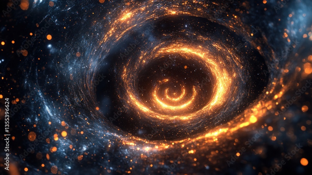 Obraz premium Celestial Swirl: A Mesmerizing Galaxy of Luminescent Particles Forming Spirals