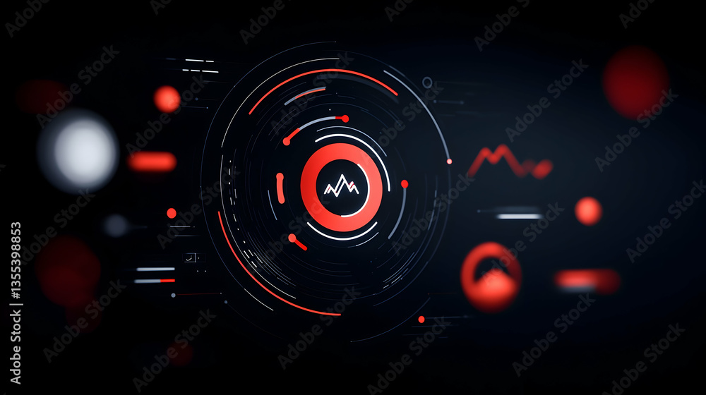 Fototapeta premium Abstract Technology Background with Red and Black Glowing Circles