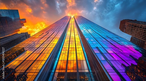 Wallpaper Mural Urban Skyline Building Reflected During Sunset Torontodigital.ca