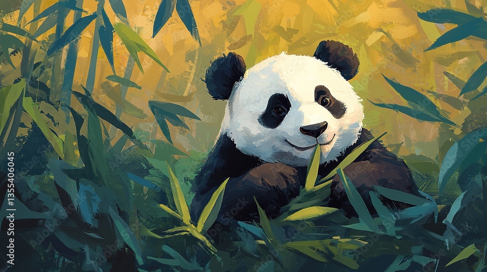 Giant panda enjoying bamboo in tranquil forest wildlife photography natural habitat close-up view peaceful vibe Giant panda enjoying bamboo in tranquil forest wildlife photography natural habitat close-up view peaceful vibe