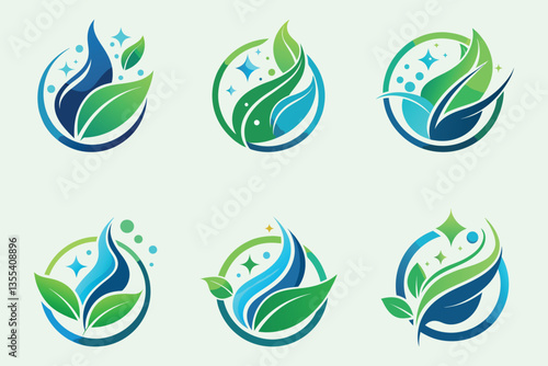 Cleaning Company Logo Set Vector Icons Collection