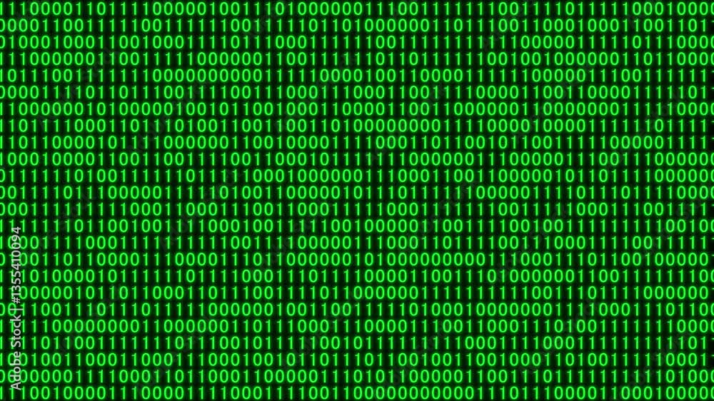 Green binary code animation on black background Green binary code animation on black background