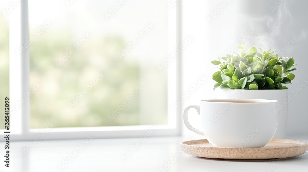 Morning coffee by the window. Fresh, calming, and simple Morning coffee by the window. Fresh, calming, and simple