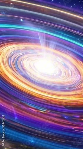 vertical 9:16 A breathtaking galaxy spiral backdrop with glowing stars, bright central core, and vibrant cosmic colors like blue, purple, and orange