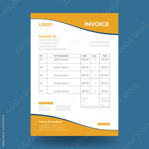 Business corporation invoice template design