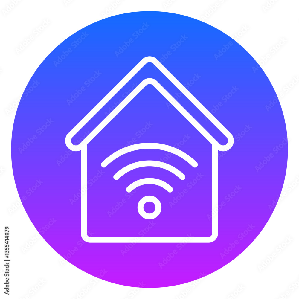 Bold Gradient Home Wifi Line Art Icon Bold Gradient Home Wifi Line Art Icon