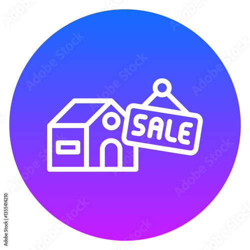 Bold Gradient Home for Sale Line Art Icon