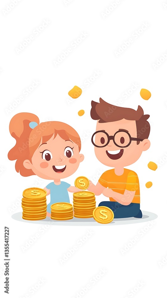 Kids Saving Coins. Kids Saving Coins.