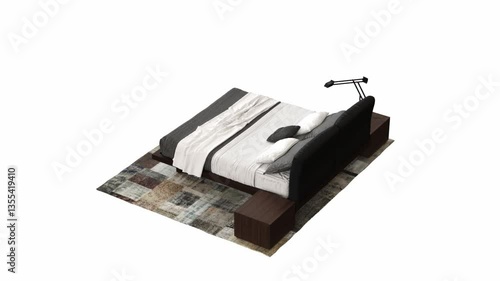 Wallpaper Mural flying around the bed isolated on white background. 3d video visualization, CG render
 Torontodigital.ca