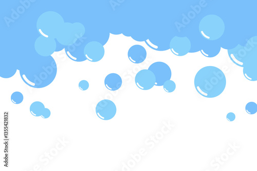 Cartoon soap foam bubbles suds framing shower gel, shampoo, shaving, mousse. Vector illustration