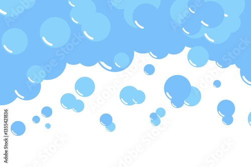 Cartoon soap foam bubbles suds framing shower gel, shampoo, shaving, mousse. Vector illustration