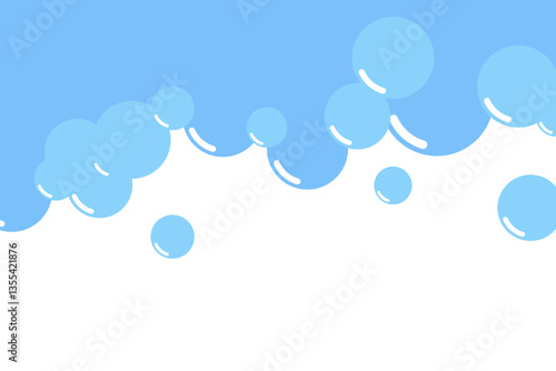 Cartoon soap foam bubbles suds framing shower gel, shampoo, shaving, mousse. Vector illustration