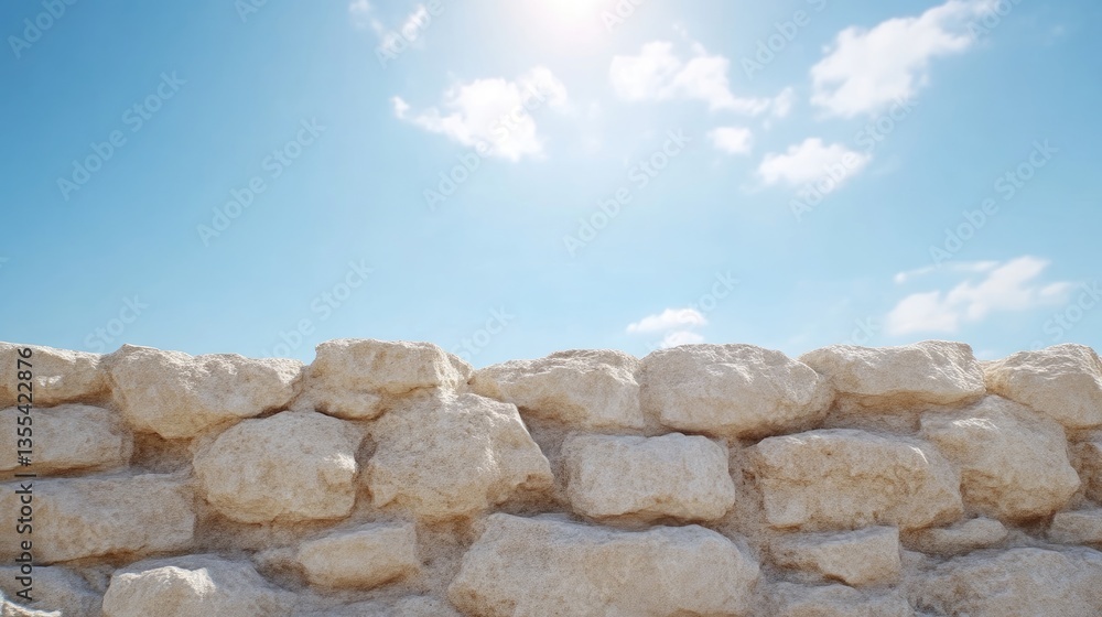 Ancient stone wall under a vibrant sky Ancient stone wall under a vibrant sky