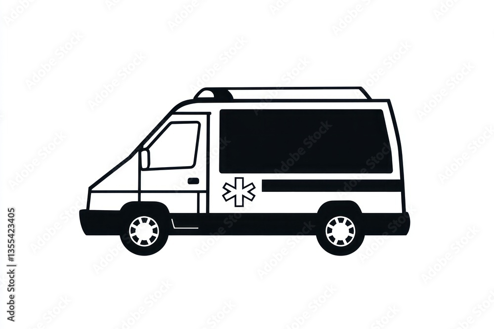 A medical vehicle icon with a star of life symbol ideal for healthcare and emergency services A medical vehicle icon with a star of life symbol ideal for healthcare and emergency services