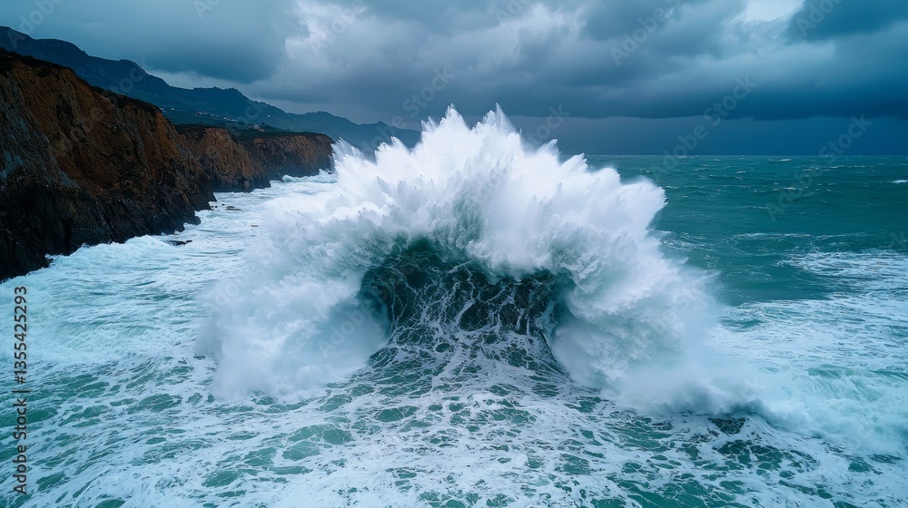Fototapeta premium Majestic Slow-Motion Waves: Cinematic Ocean Force