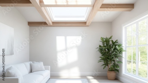 Bright, minimalist living room with natural light