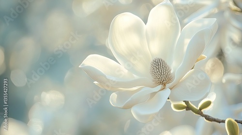 A delicate magnolia flower in focus