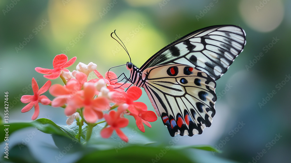 Fototapeta premium Colorful butterflies with abstract decorative pattern summer free fly present silhouette and beauty nature spring insect decoration. vector illustration.