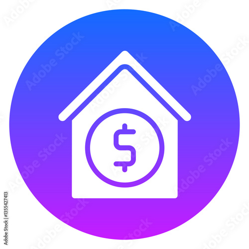 Bold Gradient Circle House Price Dollar Sign Glyph Icon