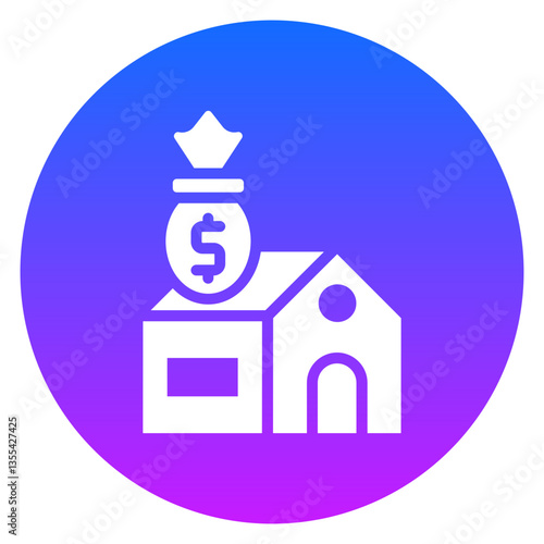 Bold Gradient Circle House Money Glyph Icon