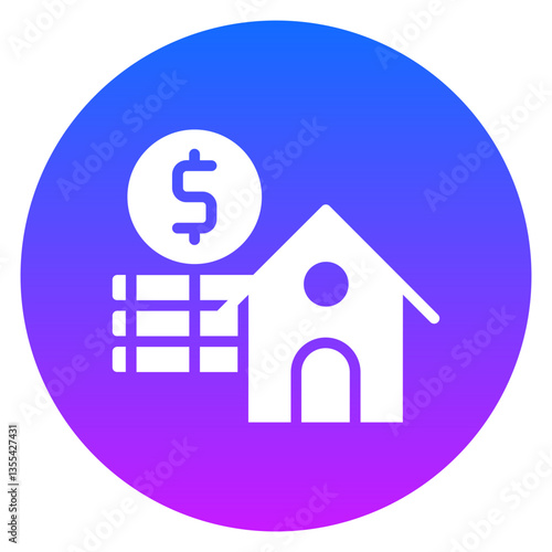 Bold Gradient Circle House Payment Glyph Icon