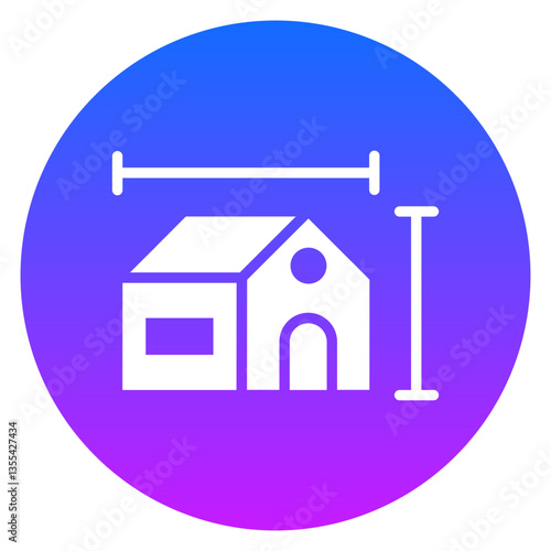 Bold Gradient Circle House Measurements Glyph Icon
