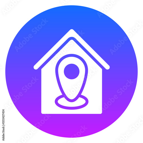 Bold Gradient Circle House Location Map Pin Glyph Icon