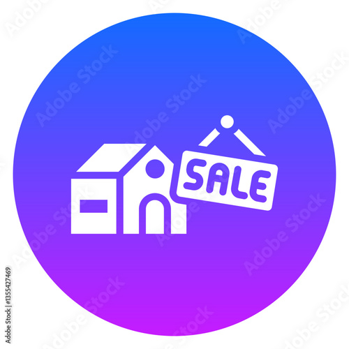 Bold Gradient Circle Home for Sale Glyph Icon