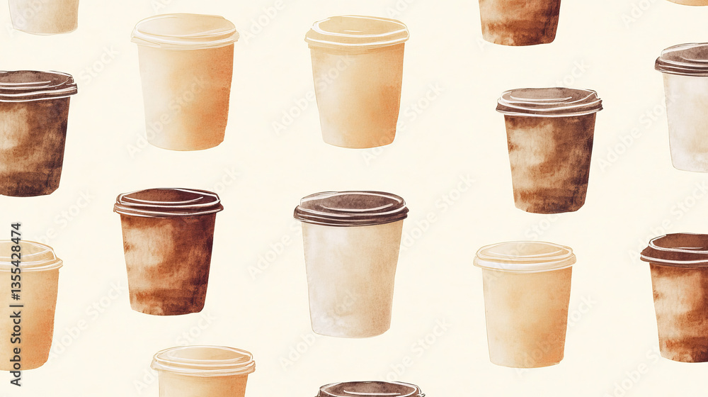 Coffee cups seamless pattern food design restaurant, cafe menu and shop element vector illustration. Coffee cups seamless pattern food design restaurant, cafe menu and shop element vector illustration.