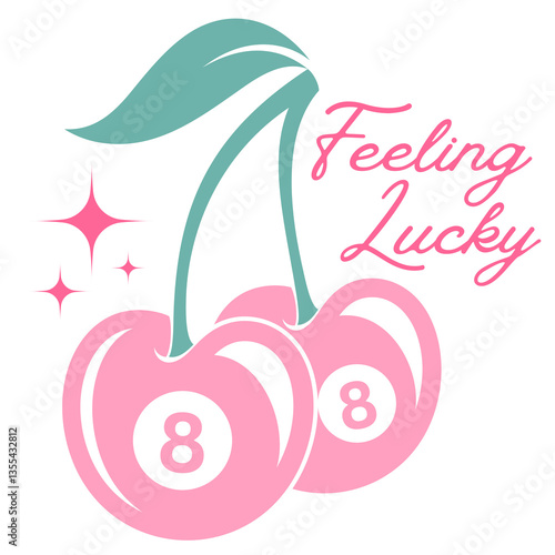 Feeling Lucky, Cherry , 8 ball,  Pink Teal,