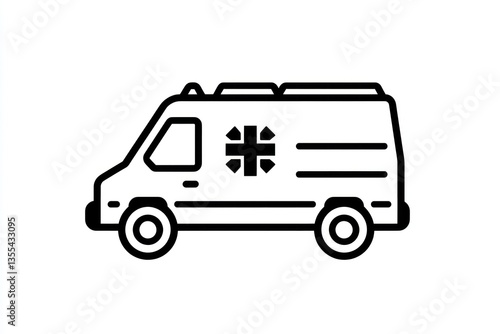 Wallpaper Mural Simple Line Art of an Emergency Vehicle with Medical Symbol Torontodigital.ca