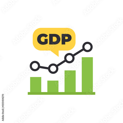 GDP graph icon, Gross Domestic Product, flat design