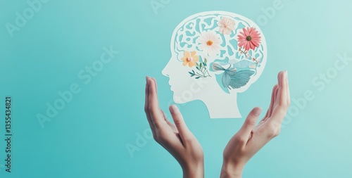 Mindful Brain: Floral Illustration of Mental Well-being