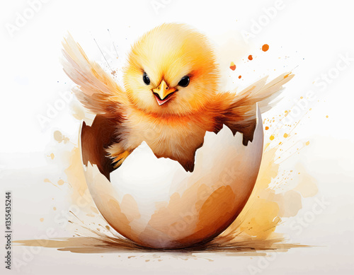 Stylized Hatching Chick, symbolizes Religion and Easter