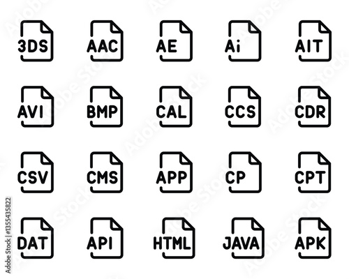 Outline icons set for Programming files