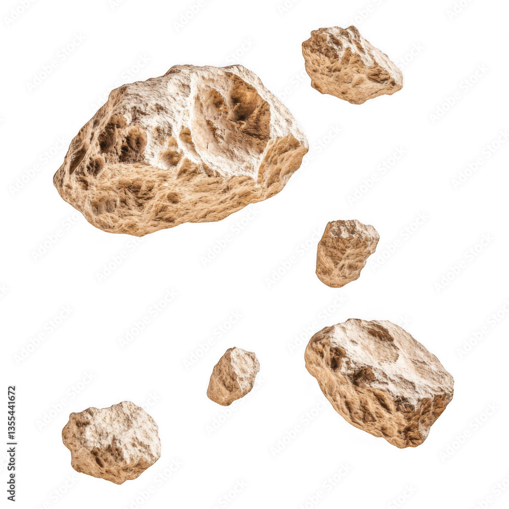 Natural textured rocks with varied sizes and shapes on a transparent background for design and illustration use Natural textured rocks with varied sizes and shapes on a transparent background for design and illustration use