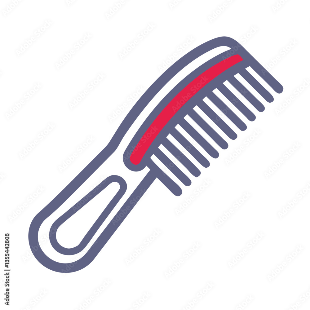 Hair comb icon in flat design with red accents Hair comb icon in flat design with red accents