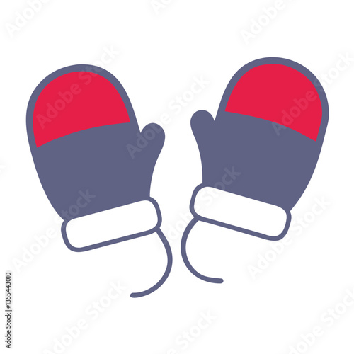Colorful winter mittens icon with red and gray design  
