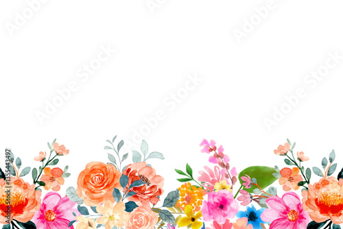 Watercolor flowers background vector for design.
