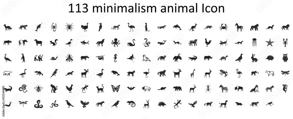 Fototapeta 113 minimalism animal icons collection design with various animals silhouettes
