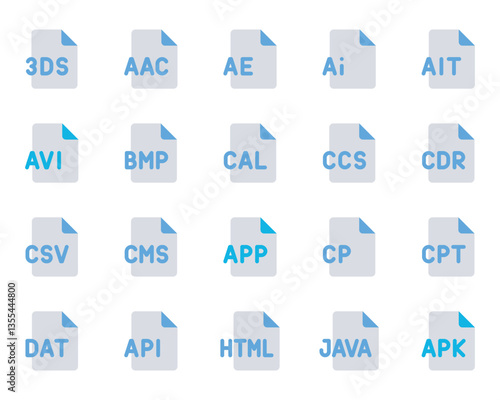 Blue color icons set for Programming files
