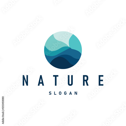 river logo design beautiful natural river scenery with simple minimalist concept illustration of product brand template