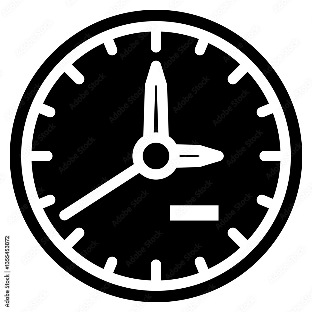 Bold Glyph Clock Indicating Time Icon Bold Glyph Clock Indicating Time Icon