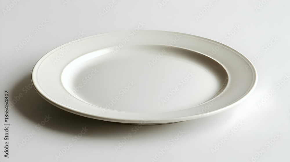 Empty White Round Dinner Plate