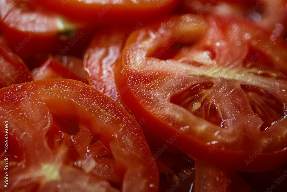 Close-up of fresh tomato slices in vibrant red hues. AI generated Close-up of fresh tomato slices in vibrant red hues. AI generated
